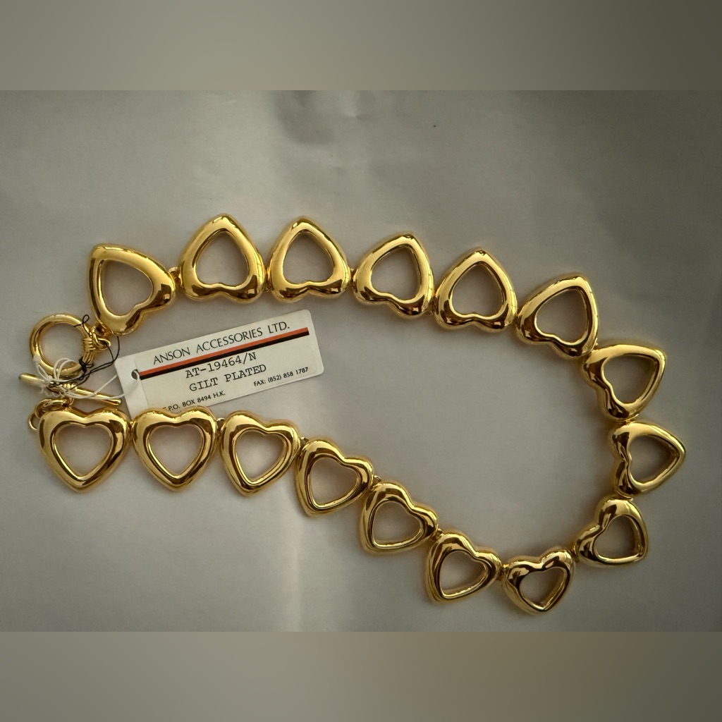 Nwt Vintage Anson Gilt Plated Gold Heart Necklace - 18”